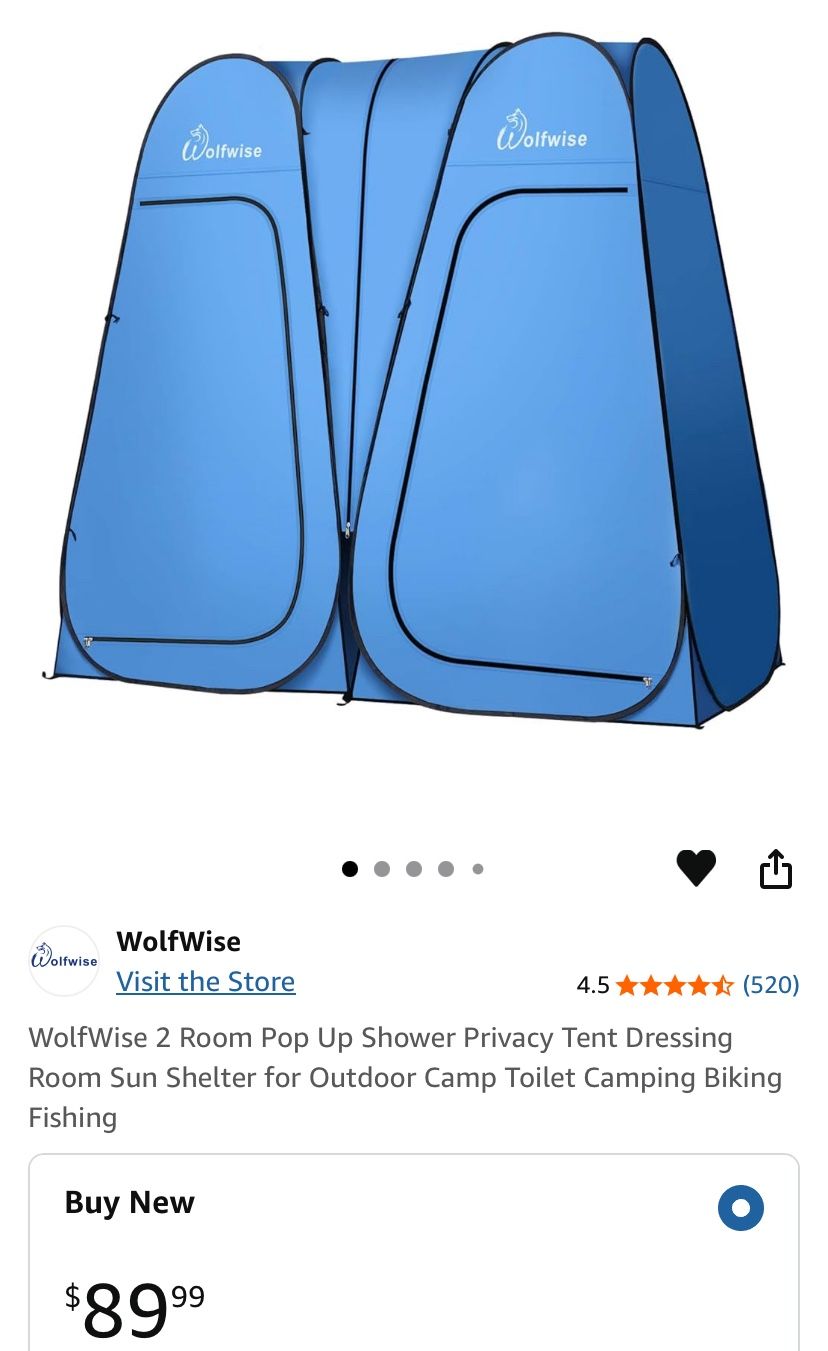 New 2 room shower/toilet/dressing room tent by Wolfwise. Can be carried like a backpack