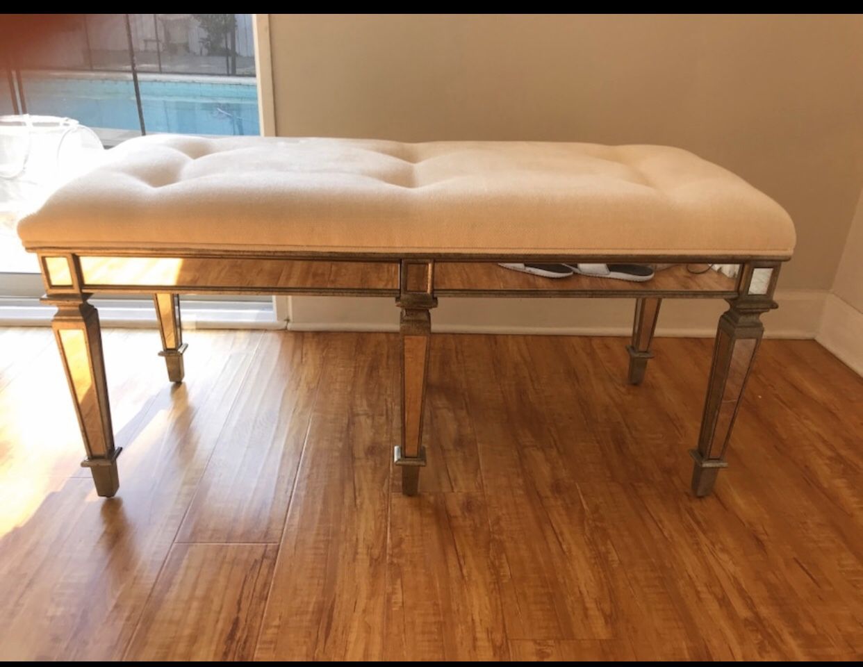 White / Mirrored bedroom bench - Like New