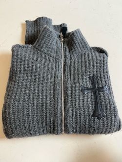 Chrome Hearts Cashmere Knit Zip Up Silver Hardware