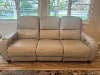 2025 Genuine Leather Power Reclining Sofa | USB Charging | Like New-purchased in 2025