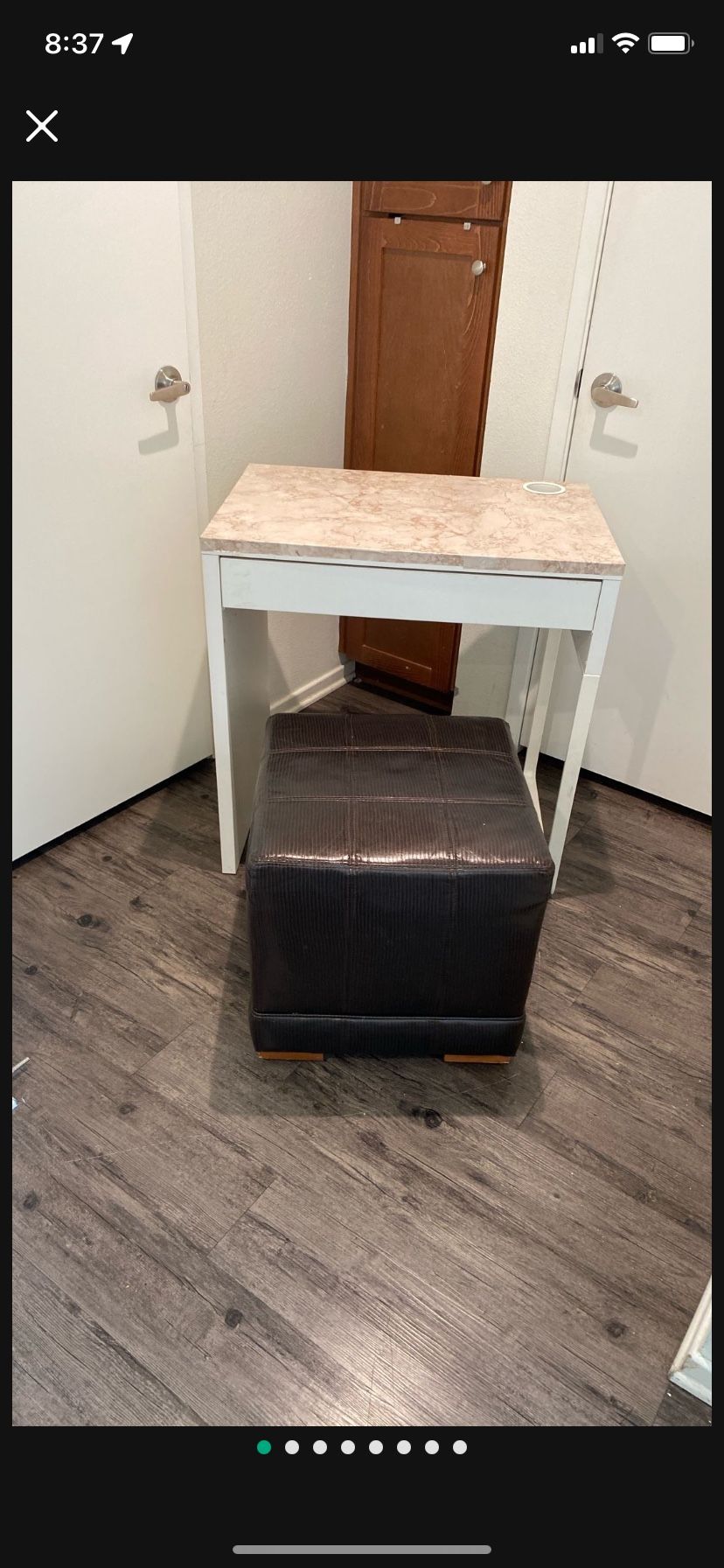 Desk, white and Ottoman