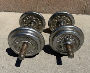 Vintage Bollinger Adjustable Barbell Chrome 4x 5LB & 4x 3LB Weight Plates Set