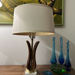 Vintage Mid Century Modern Desk Lamp With Shade MCM Wood Lamp