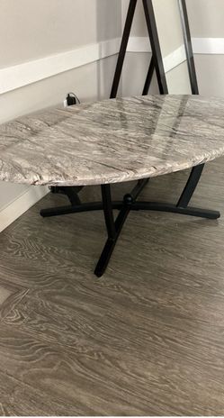 Modern Coffee Table w/ Sleek Black Steel Legs