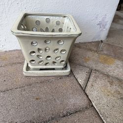 Ceramic Beige Orchid Planter Pot Garden Indoor Outdoor