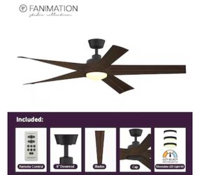 Fanimation Studio Collection Radius 60"Ceiling Fan Aged Bronze with Bourbon Wood