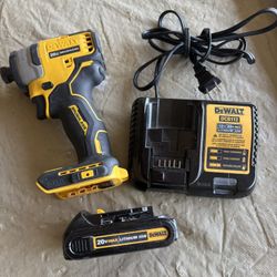 DEWALT 20V MAX Impact Driver, 1/4 Inch, Battery and Charger Included 