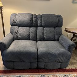 Small Blue-Grey Reclining Sofa