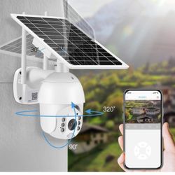 Outdoor Security Camera System Wireless, Solar Powered WiFi Smart Home Camera with Battery, FHD 1080P Video Surveillance Cam with Night Vision/Instant