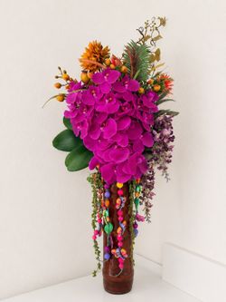 One-of-a-Kind Handmade Mexican Floral Arrangement with Artisan Vase