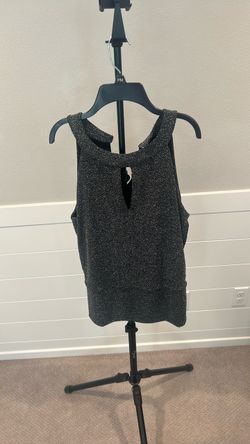 White House Black Market black metallic/shimmer knit sleeveless top, size Medium,