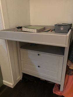 IKEA Gray Wood Dresser with Changing Table Top