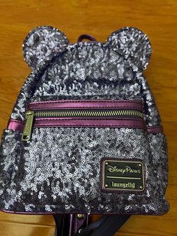 Loungefly Disney Minnie Mouse Sequin Mini Backpack Purple Metallic