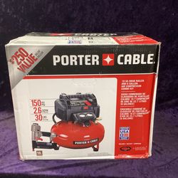 🧰🛠PORTER CABLE 6 Gal. 150 PSI Portable Electric Air Compressor & 18G Brad Nailer Combo Kit-NEW!-$170!🧰🛠