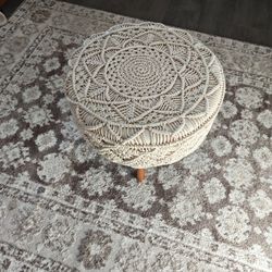 Gorgeous Brand Been Ivory Woven Ottoman 