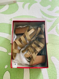 Strappy Stacked Heels. Size 12. $30.