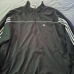 Adidas Jacket Men’s Large & Men’s XL Climalite Half Zip Pullover Black Soccer Windbreaker Raincoat