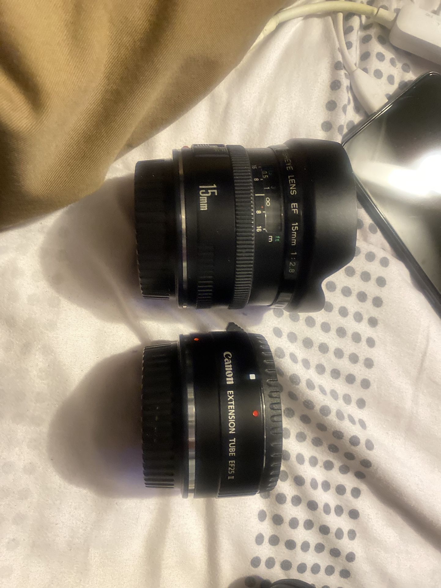 Canon Fisheye Lense 15mm 1:2.8 And Canon Extension Tube EF25 II Both Made In Japan