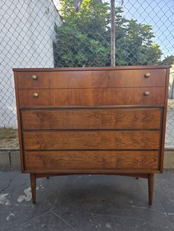 Mid-Century Modern Walnut Highboy Dresser by Dixie