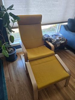 IKEA Poäng Armchair and Footstool Yellow