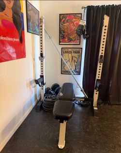 Half Rack with Bench and Barbell Set