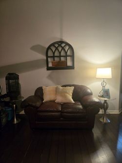 Soft Leather Burgundy Brown Loveseat