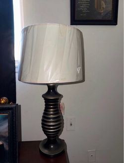 White and chrome table side lamp