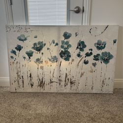 Canvas Art Teal Floral 