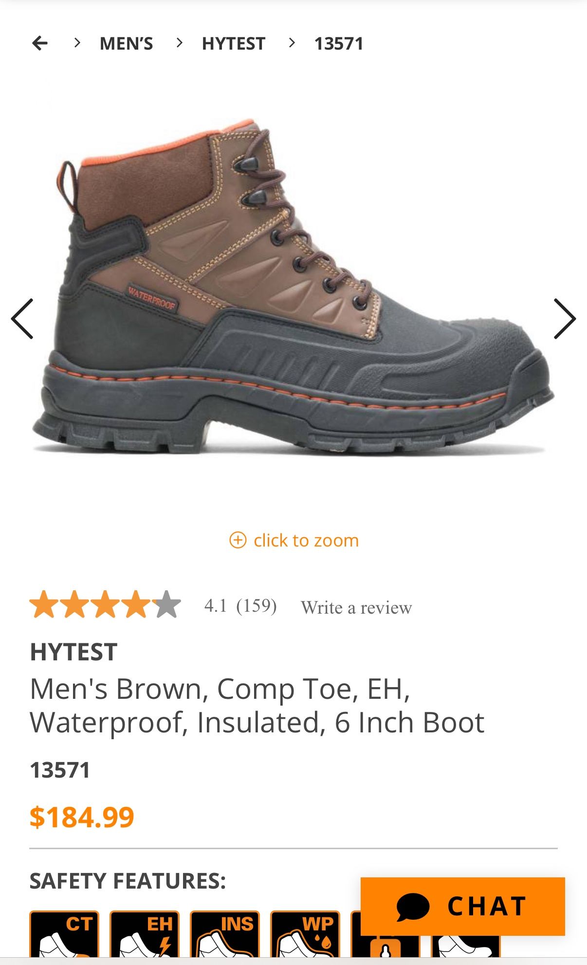 HYTEST Insulated Boot Size 10.5 Wide