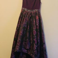 Adrianna Papell high low rise purple black sleeveless dress