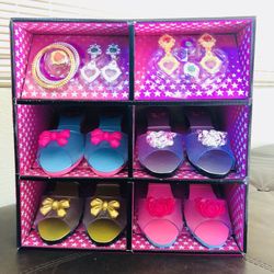 Four (4) Pairs of Princess Dress Up Costume Sandals Plus Accessories for Toddlers