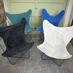 MCM Butterfly Chairs, metal canvas, set of 4, BKF