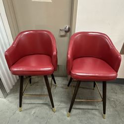 Barbosa Faux Leather Upholstered Bar Stool, Set of 2, Red