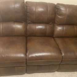 Recliner Leather Sofa Brown