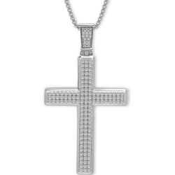 Men's Silver Diamond Cross 22" Pendant  (1 ct. t.w.)