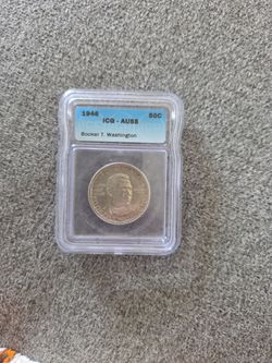 1946 Booker T. Washington Commemorative Silver Half Dollar - Graded ICG AU55