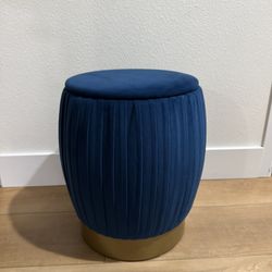 Blue Velvet Ottoman 