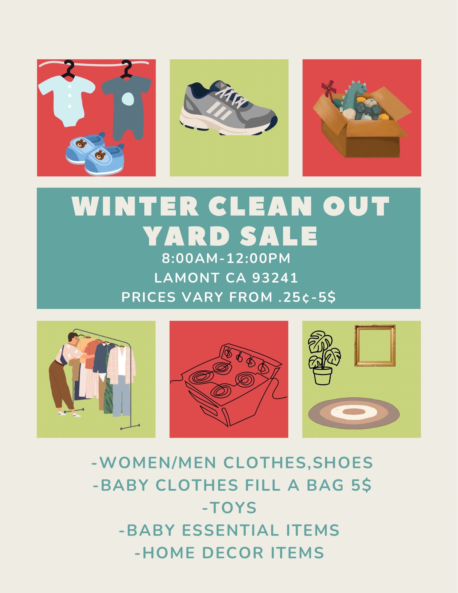 Yard Sale! December 14 8am-12pm