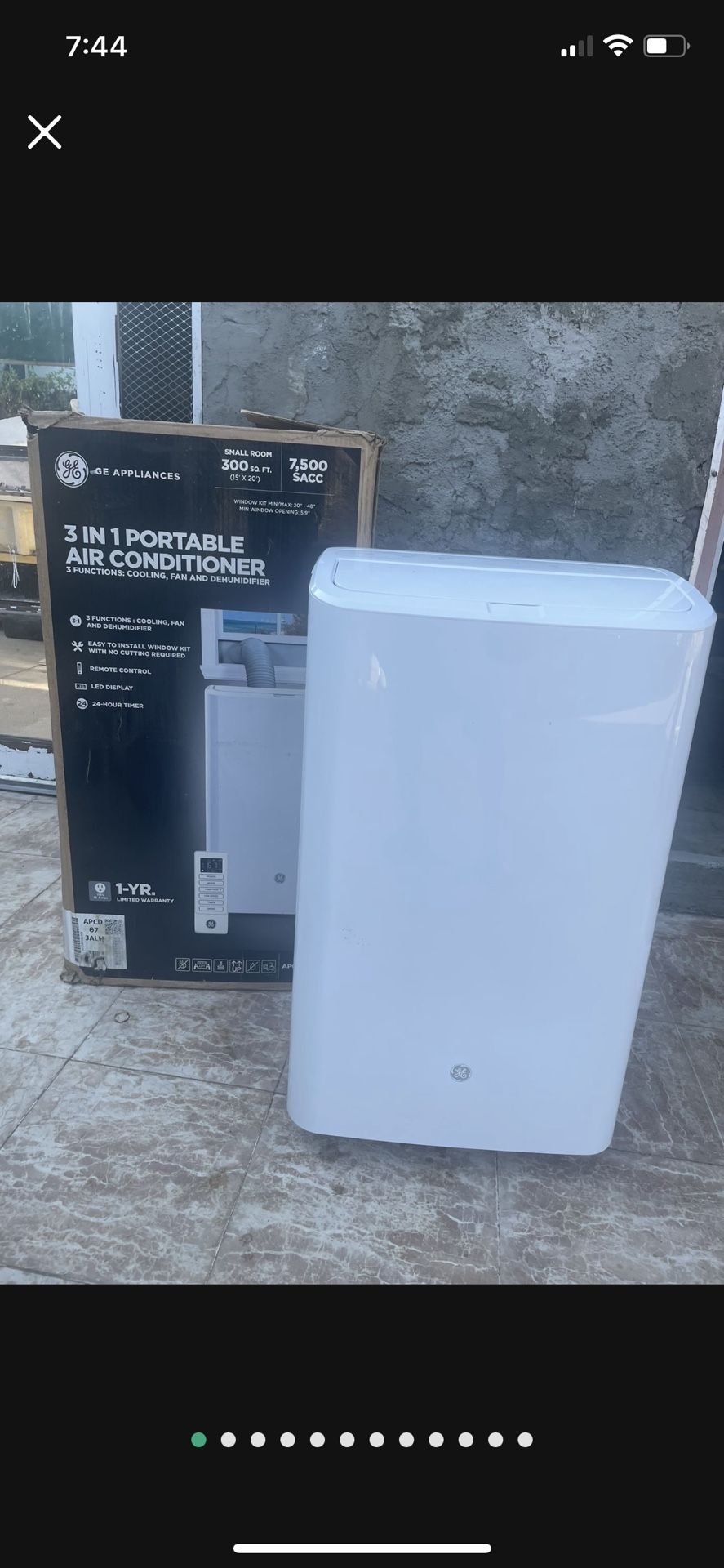  GE 7,000 BTU 3-in-1 Portable Air Conditioner for 300 sq. ft. Small Rooms with Dehumidifier and Remote in White