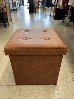SONGMICS 15" Ottoman Footstool Storage w/ Handles - Brown