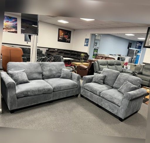 Corduroy 2 Piece Sofa And Loveseat Set 