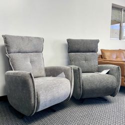 🏷WAREHOUSE CLEARANCE | BRAND NEW Modern Swivel Recliner Chair with Adjustable Headrest, Gray💥