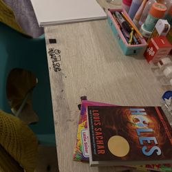 White Full Bed Matching Desk. Mattress Included 