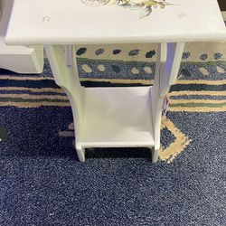 Small Side Table With Heart Cut Outs And Bottom Shelf