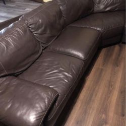 Beautiful Deep Brown Leather Sectional Sofa Couch