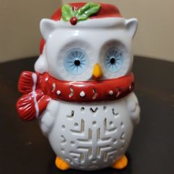 Ceramic Christmas Owl Tealight Candle Holder,  No Cracks No Chips, 4.37" x 3.27" x 5.55"H 