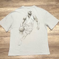 Zara x Shaq Shaquille O'Neal Collab Sketched Basketball Graphic T Shirt Mens XL