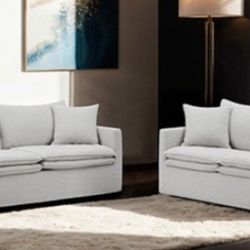 Brand New Grey Super Plush Light Grey Modern Style Sofa & Loveseat 