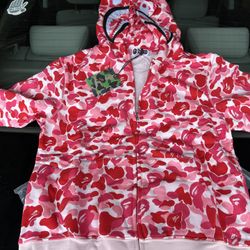 Pink Bape Hoodie Large New