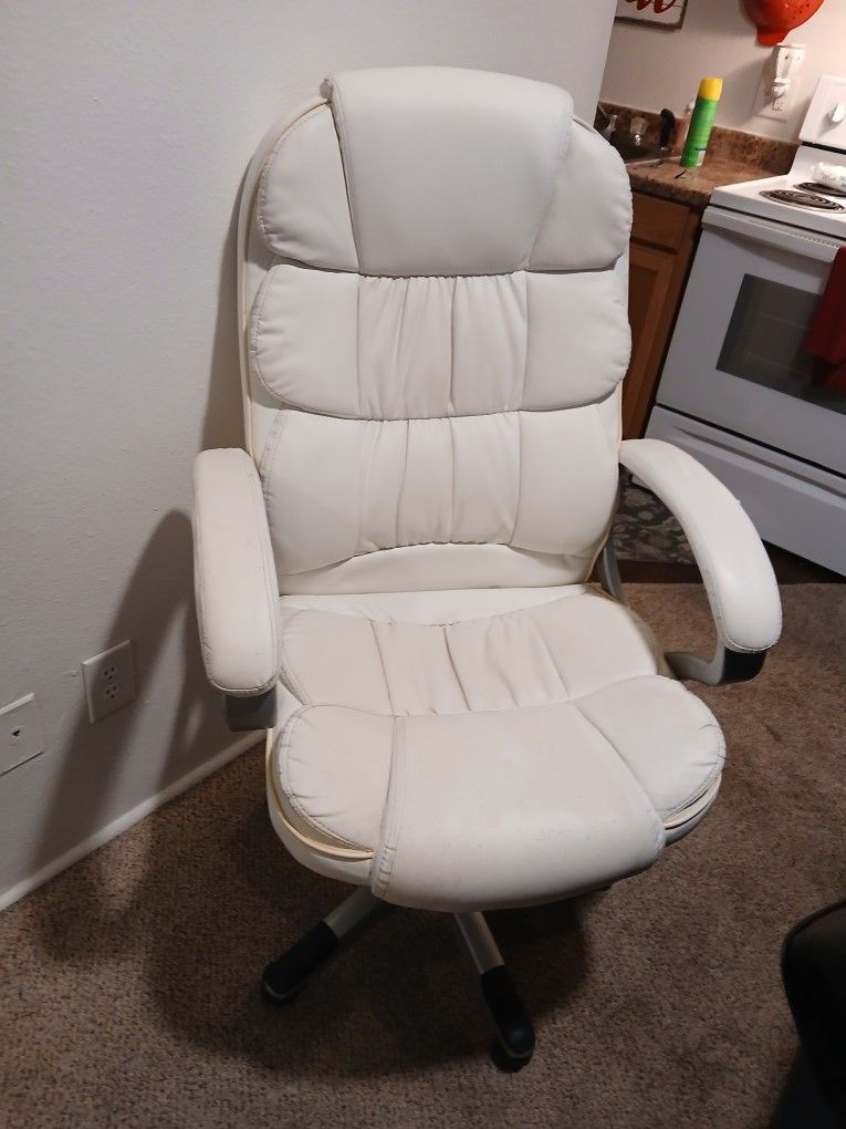 Leather Desk Chair (WHITE)